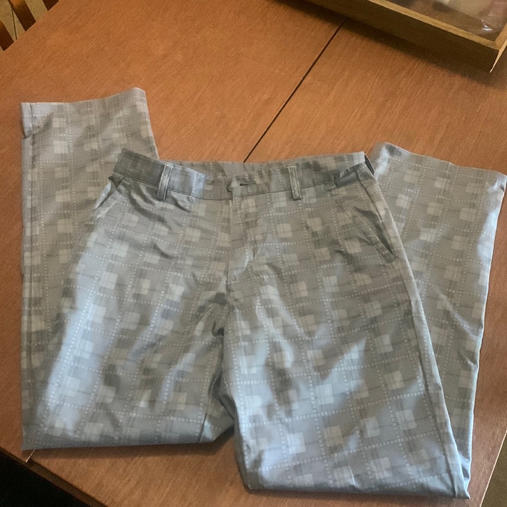 Grey adidas plaid pants